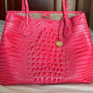 Brahmin Pink Crocodile embossed tote